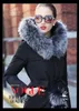 Dames Winter Natural Raccoon Fur Hooded White Duck Down Patded Medium Lange Warme Dikke Parka Coat Plus Size XXL