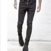 Wholesale- Hot 2022 Hip Hop Hole Ripped Jeans Men Fashion Pleated Runway Distressed Biker Boy Blue/Black Motorcycle Trousers Bottoms 28-40