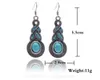 Oorbellen Boheemse Sieraden Set Retro Patroon Blauwe Kristallen Sieraden Turquoise Ketting Oorbellen sieraden set vrouwelijke gratis shipong whoelsale