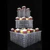 3 Tier Crystal Cake Stand Square Acrylic Cupcake Stand Christmas Wedding Anniversary Födelsedag Supply Craft Party Display Tools