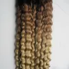 Micro loop human hair extensions 100g 1gs 100s ombre hair extensions T1b613 maagdelijke braziliaanse krullend micro kralen hair extensions1845014