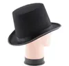 Svart satin filt topp hatt trollkarl gentleman Vuxen 20's Costume Tuxedo Victorian Cap Halloween Christmas Party Fancy Dress Top Hats Presenter