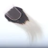Ombre grå rak peruansk mänskliga hårbuntar med stängning före plockad transparent spets7786675