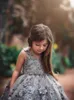 Hochwertige Spitze Kleine Mädchen Festzug Kleider 3D Applikationen Kleinkind Ballkleid Blumenmädchen Kleid Bodenlangen Perlen Erstkommunion Kleider
