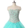 Новейшие Мяты голубые Платья Quinceanera 2019 Amplues Bears Сладкий 16 PROM Pageant DUBUTANTE Формальная вечерняя вечеринка Prom Party Al56