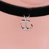 Nouvelle Arrivée De Mode Sailor Anchor Pendentif Noir Corée Velours Corde Collier Ras Du Cou Collier Femme Collier Bijoux Filles Marin Cadeau EFN003V