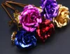 DHL 50Pcs 24K Gold Foil Plated Rose Lover's Golden Artificial Rose Flower Valentine's Day Birthday Wedding Party Gift