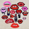 10 pcs Random Diy Lips kiss teeth patches for clothing iron embroidered kiss patch applique iron on patches sewing accessories badge