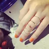 5pcs / set enkelt mode med sidostängen smycken våg femdelad tråd en kristall diamant ring finger knuckle ring