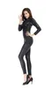 Mulheres Sexy Snake Skin Jumpsuit Faux Leather Catsuit Frente Zipper Bodycon dança Pole geral Atraente