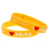 Bracelet en caoutchouc de Silicone I Love Aruba A happy Island, 100 pièces, Logo en relief, décoration tendance, taille adulte