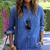 Summer Tshirt Dress For Women Denim Casual Dresses Loose Spring Autumn Long Sleeved Buttons Designer Dress Clothing 489