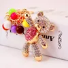 Free shipping Lucky bear Crystal Rhinestone Keyrings Key Chains Holder Purse Bag For Car Christmas Gift Keychains Jewelry