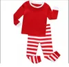 Herfst Winter Peuter Kids Lange Mouw Rode Set Baby Jongens Meisjes Gestreepte Outfits Christmas Pyjama Nachtkleding Set