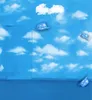 غرفة داخلية السماء الزرقاء الجدار والباب الغيوم البيضاء الأطفال التصوير خلفية بلون القبعات الكلمة كيد الطفل ستوديو صور بوث خلفية