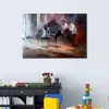 Handmade Willem Haenraets Paintings Music Modern Art City Scenes Oil on Canvas Impressionist Artwork for Living Room Decor