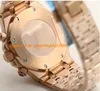 Luxury Watch Men Quartz Rose Gold STAINLESS STEEL White DIAL REF Chronograph Stopwatch Men Watches