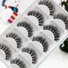 014 Handgjord Vatten Mink Tjock Falsk Eyelashes Natur Lång CrissCross Messy Tapered Fake Eyelashes Bomull Makeup Ögonfransar 1 Box 5 Par