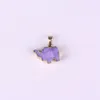 Brazilian Elephant Druzy Pendant Unique Natural Purple Pink Blue Druzy Pendant Lucky Peace Animal Baby Elephant Gold Edged Charms Wholesale