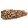 Мед блондинка перуанские волосы кудрявый вьющиеся переплетения человеческих волос пучки 100 г Мед блондинка Non-Реми человеческих волос плетение