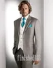 Najnowsze Design Light Gray Groom Tuxedos Notch Lapel Groomsmen Najlepszy człowiek Garnitury Mens Wedding Blazer Garnitury (Kurtka + Spodnie + Kamizelka + Krawat) No: 463