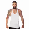 Vente en gros- Fitness Bodybuilding Tops Hommes Haltérophilie Débardeurs Coton Solide Stringer Y Back Racer Vest Gymnases Vêtements Vêtements Casual