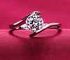 S925 Silver Wedding Anel Ring 18K Real White Gold Plated Cz Diamond 4 Prong Engagement Wedding Bridal Ring Women