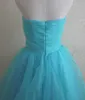 Vackra tjejer korta prom dreses med kristaller 2019 vestidos de curto turkos prom klänningar organza mini kjol spets upp back party klänningar