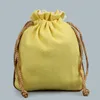 空白のプレーン小さな布袋巾着ジュエリーポーリーの袋のギフト包装ポケットコットンリネンDIYの空のキャンディーティー収納バッグバニラサシェ
