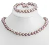 Genuine 8-9mm Freshwater Cultured Pearl Necklace Bracelet & Earrings Set 18" 7.5