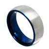 Queenwish Pierścionki zaręczynowe 8mm Blue Tungsten Pierścienie z szczotkowanym Skończoną Moda Zestaw Biżuterii Dopasowanie Pary Bands Ślubny Rozmiar 6-13