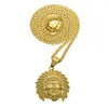 Collier pendentif en forme de tête indienne Hip Hop, plaqué or, bijoux à breloques Toutankhamon pour hommes et femmes, avec chaîne cubaine de 24 pouces, 1928