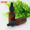 20ml Glass Bottle Amber Oil Dropper Bottles 20 ml Round Shape Empty E-liquid Bottle With Black Cap For Essential oil