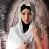 1PC muzułmański hidżab dla kobiet kwadratowy szalik turban hidżab okryje jedwabiste satynowe owijanie mody szaliki islamska bandana czarny duży s9120385