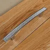 160mm fashion deluxe rhinestone wardrobe kitchen cabinet door handles silver glass crystal bookcase drawer knobs pulls 128mm 5"