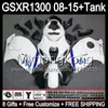 8gifts для Suzuki Хаябуса GSXR1300 08 15 GSXR-1300 белый глянец 14MY98 GSXR 1300 системы GSX Р1300 08 09 10 11 12 13 14 15 обтекатель белый черный комплект