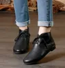Chaussures femme bottes plates en cuir véritable à lacets bottines pour femmes dames printemps/automne chaussures bottes femme chaussures