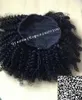 Kort afro puff kinky lockig hästsvans hår förlängning färg 1 jet svart klipp i remy hår afro dragsko ponytail hårstycke för svarta kvinnor
