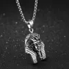 Vintage Retro Men Necklaces Egyptian Pharaoh Pendants Chain Necklace Masquerade Party Stainless Steel Jewelry Birthday Gift for Boyfriend