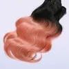 Peruaanse Body Wave Ombre Hair Extensions 8A Rose Gold Weave 3 Stks Peerless Virgin Hair Pelucas Beste kwaliteit Rose Gold Menselijk Haarbundels