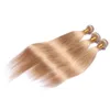 Brésilien # 27 Miel Blonde Extensions de Cheveux Humains En Gros 3Pcs Droite Fraise Blonde Vierge Remy Faisceaux de Cheveux Humains Enchevêtrement Gratuit