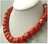 Spedizione gratuita ***Vendita calda! Nuova collana di corallo rosso naturale perle grandi