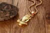 Men Gold Tone PRAYER Hand Pendant Necklaces Stainless steel Jewelry with 24" Chain PN-675