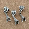 100 adet / grup Antik Gümüş 3D Eyfel Kulesi Charm Büyük Delik Boncuk Takı Yapımı Için Bilezik Kolye Bulguları 27x6.5mm A-120A