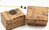 Vintage kraft paper favor box with compass globe pendants Airplane Air Mail Parcel candy gift box birthday party wedding Christmas decor