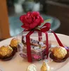 Clear PVC Favor Boîtes Boîtes d'anniversaire de mariage Candy Macaron Cake Engage Fleur Ribbon Square Box Cadeau de Noël Cadeau Cadeau enveloppe6567957