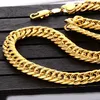 Epacket FREE SHIPPING Mens Miami Cuban Link Curb Chain 24k Yellow Solid Real Fine Gold GF Necklace Hip Hop 11MM Thick Chain JayZ round edge