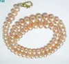 10st / mycket rosa runda sötvatten pärla mode halsband hummer clasp 16inch för diy hantverk smycken gåva p9