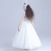 Abiti da ragazza di fiori arabi con perline vintage da principessa Abiti da bambino bianchi Bellissimi abiti da sposa per ragazze di fiori di compleanno