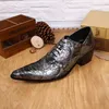 Men's Fashion Custom Shoes Italian Handmade Men's Crocodile Leather Shoes Business Dress Suit Men Shoe Plus Size 38-46